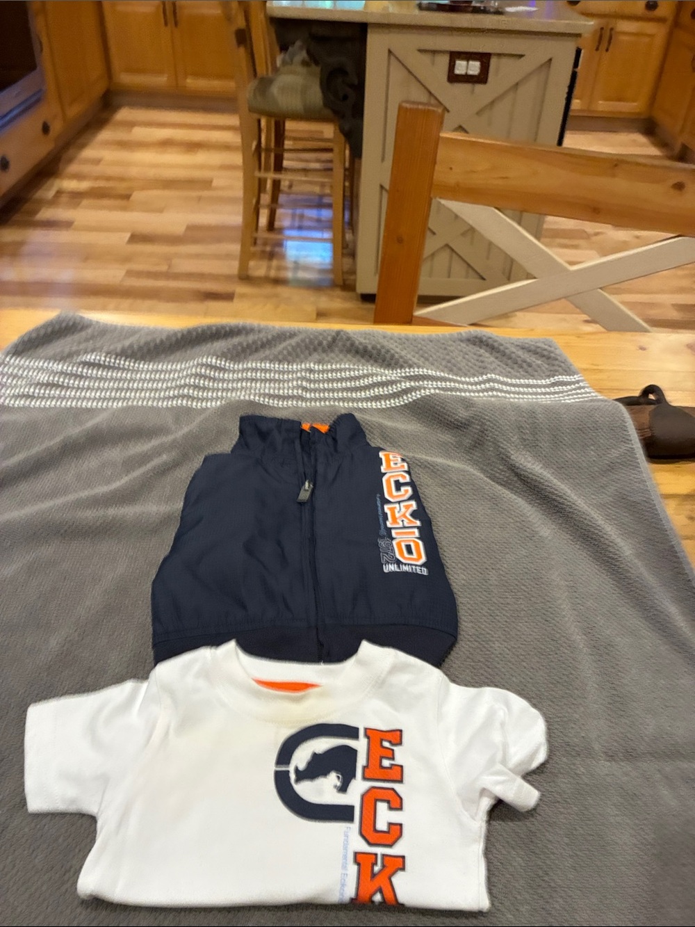 Ecko Unlimited Boys Navy Zip Vest & White Graphic Tee - Navy, White, Orange